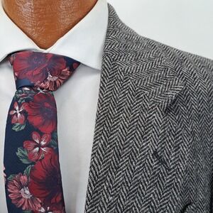 Vintage Barrington Men's 42R Gray Tweed Blazer Sport Coat Size Herringbone